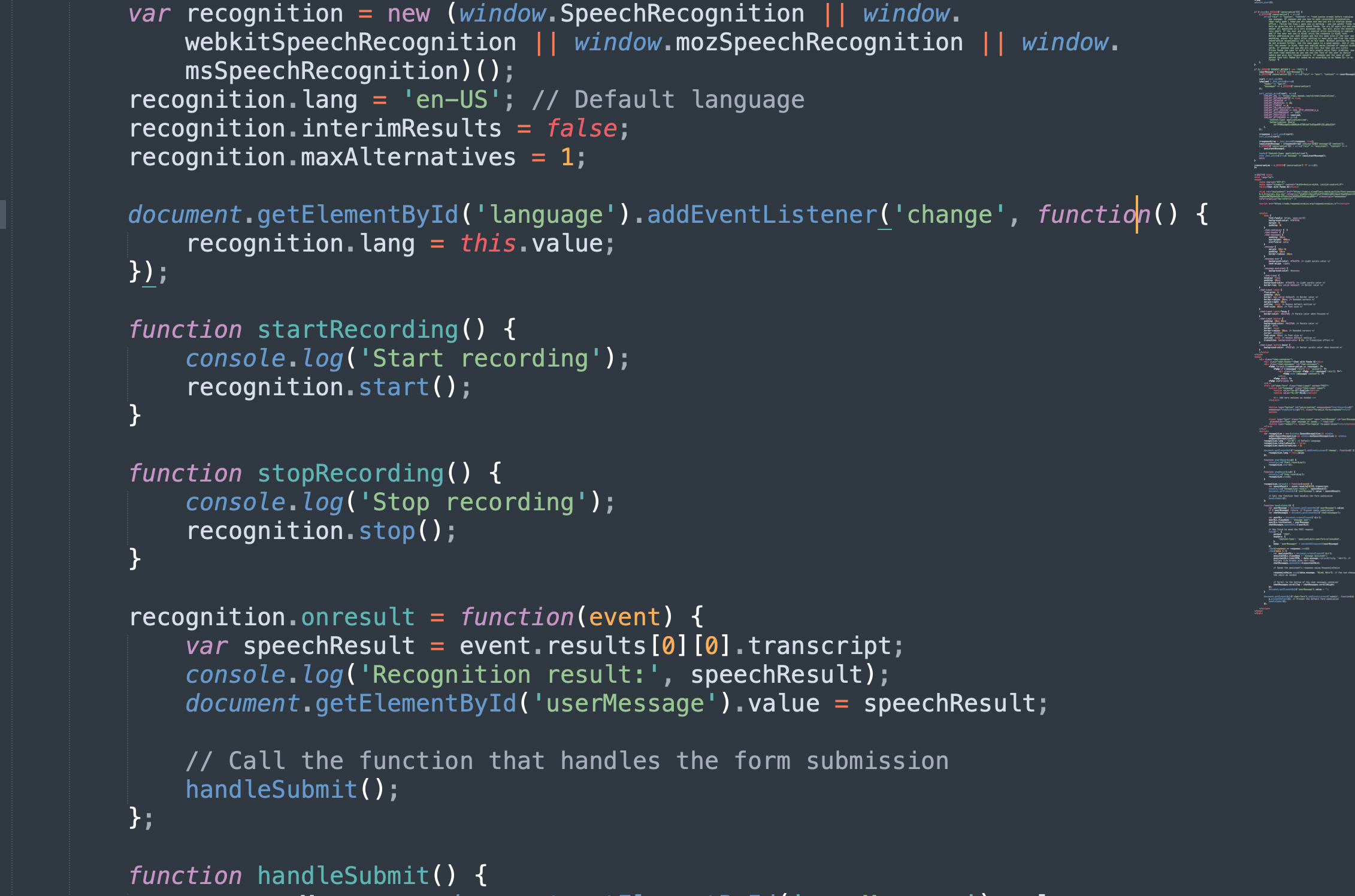 How to use speech recognition in HTML CSS And PHP Project?